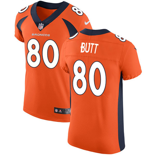 Nike Broncos #80 Jake Butt Orange Team Color Men's Stitched NFL Vapor Untouchable Elite Jersey - Click Image to Close